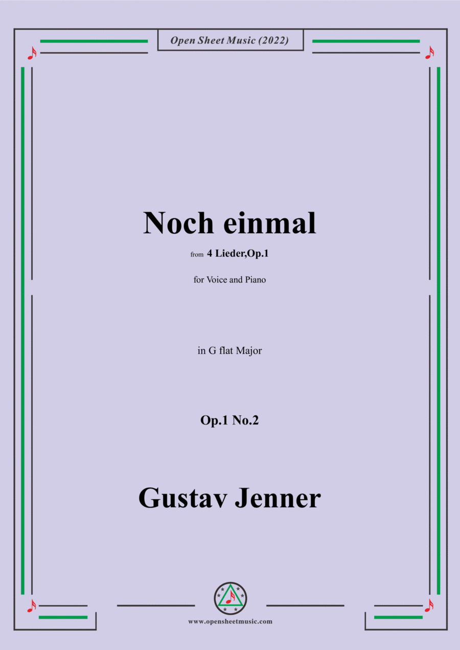 Jenner-Noch einmal,in G flat Major,Op.1 No.2,from '4 Lieder,Op.1' Voice scores gallery preview page 1
