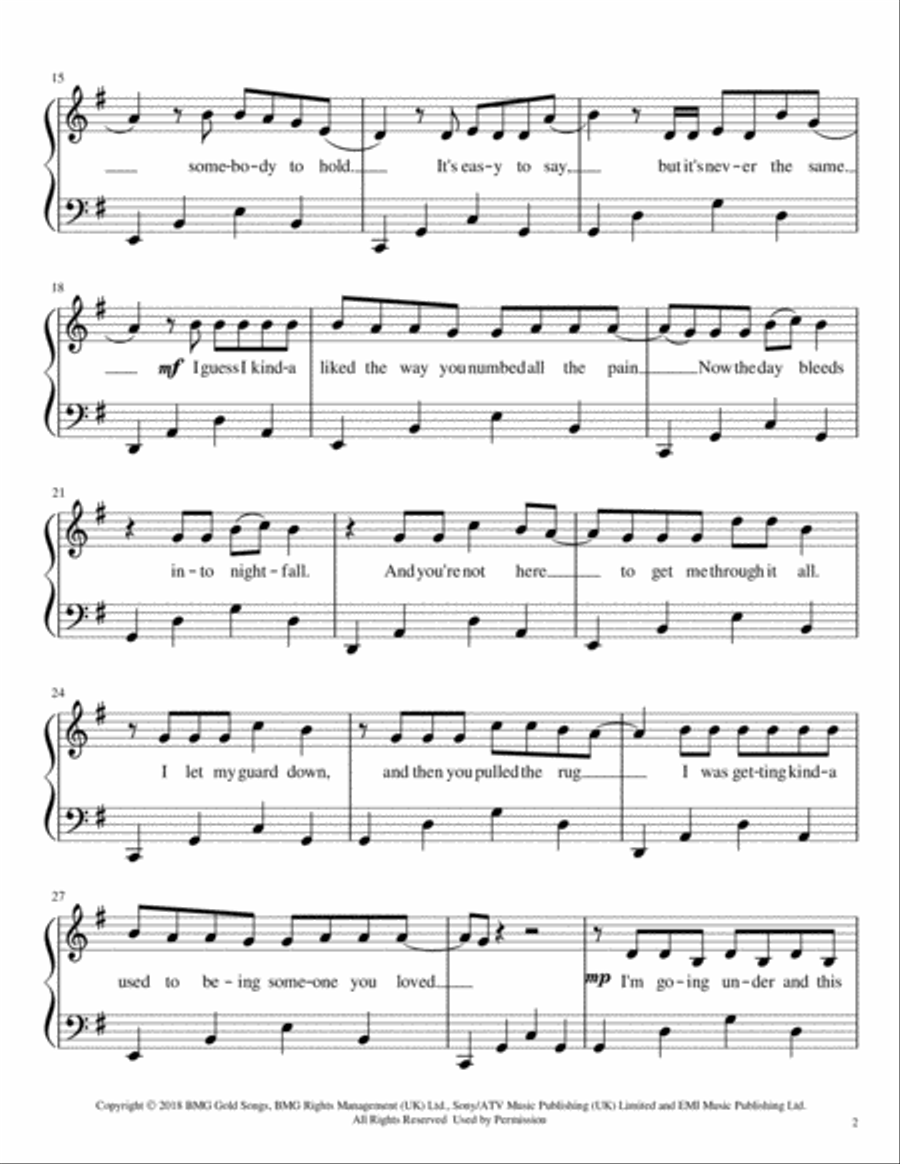 Someone You Loved Someone You Loved Piano Solo scores gallery preview page 2