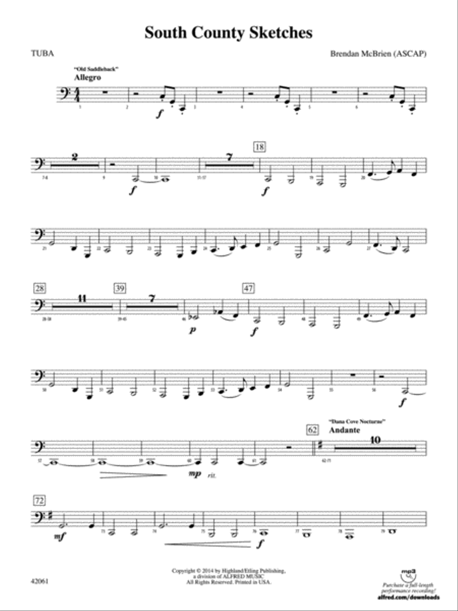 South County Sketches: Tuba Full Orchestra scores gallery preview page 1