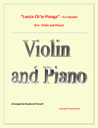Book cover for Lascia Ch'io Pianga - From Opera 'Rinaldo' - G.F. Handel ( Violin and Piano)