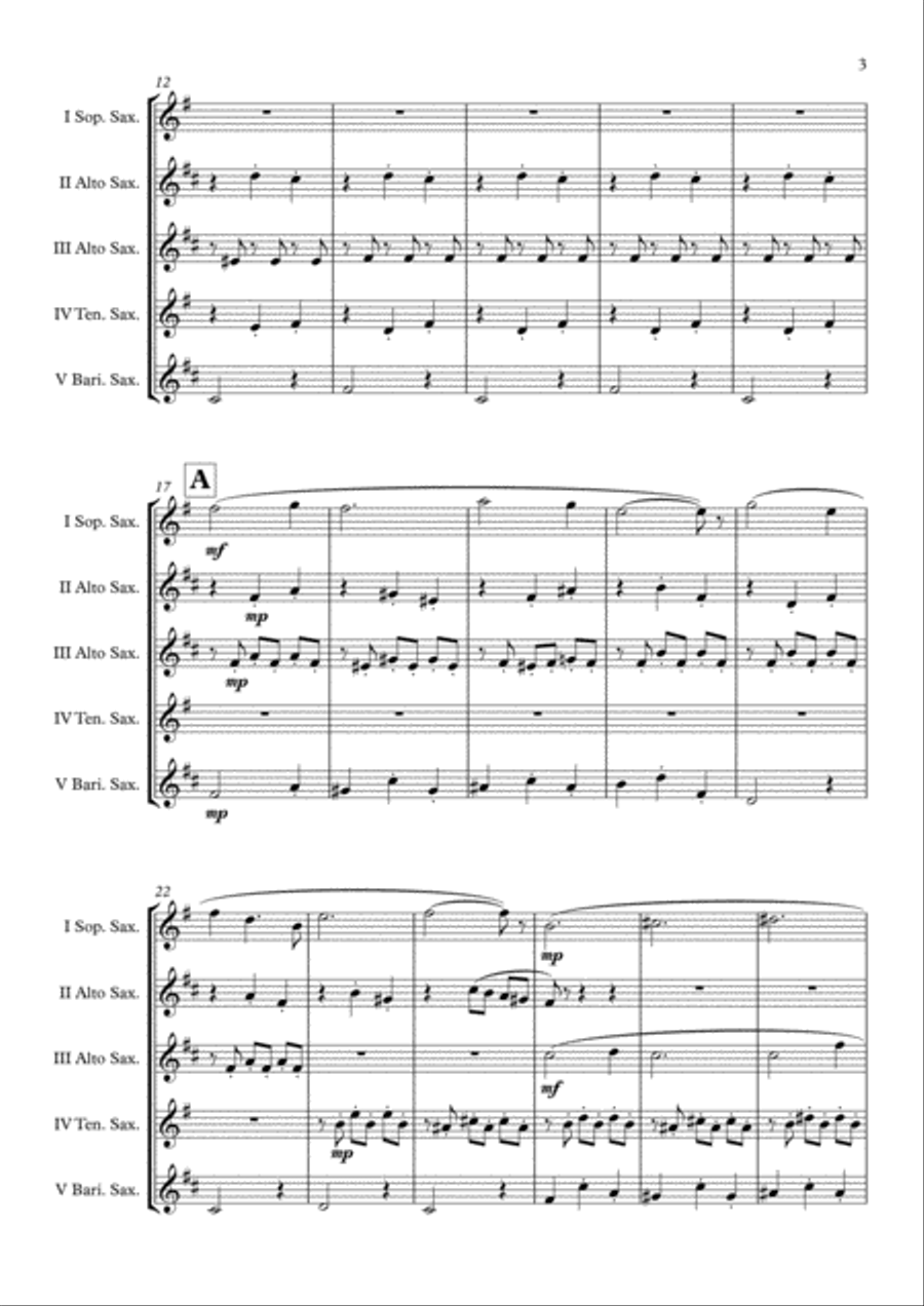 Once Upon A December from the Twentieth Century Fox Motion Picture ANASTASIA Saxophone Quintet scores gallery preview page 4