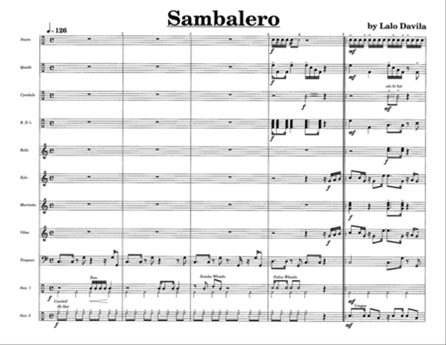 Sambalero w/Tutor Tracks Percussion Ensemble scores gallery preview page 3