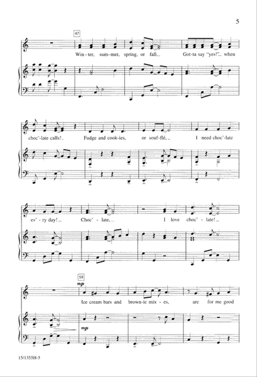 I Love Chocolate Unison Choir scores gallery preview page 6