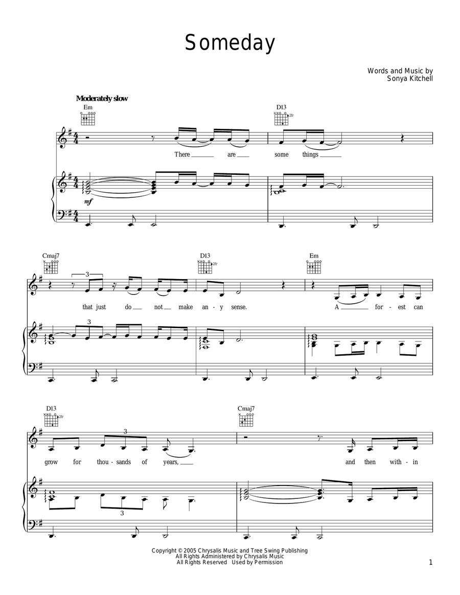 Someday Someday Piano, Vocal, Guitar scores gallery preview page 1