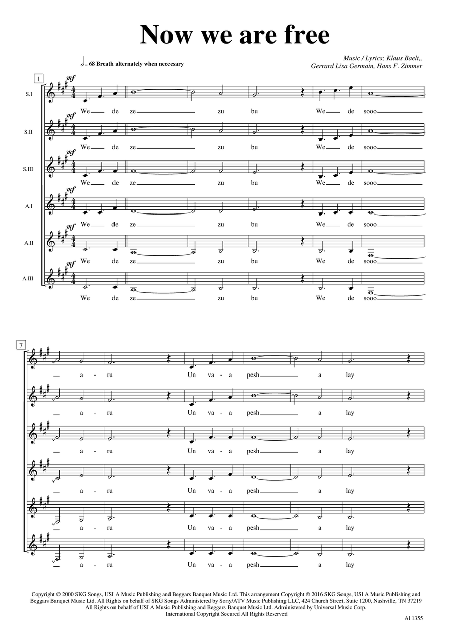 Now We Are Free SSAA scores gallery preview page 1