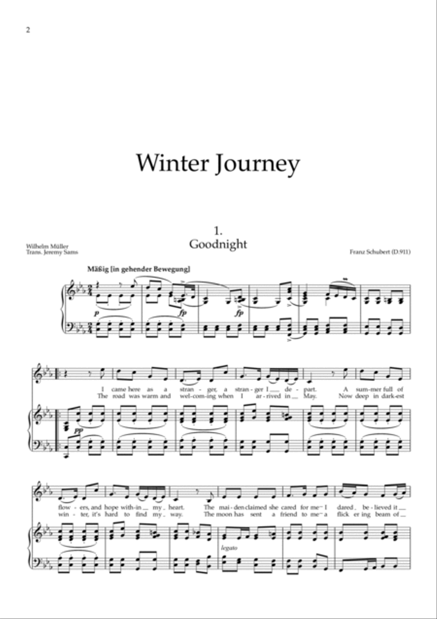 Schubert Winter Journey (Winterreise) translated J. Sams (medium voice) Medium Voice scores gallery preview page 3