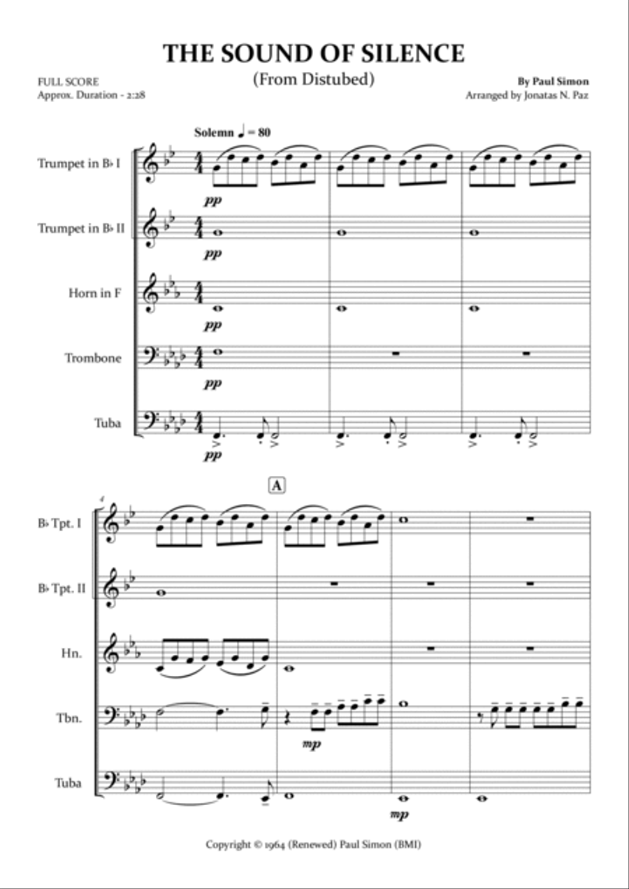 The Sound Of Silence Brass Ensemble scores gallery preview page 3