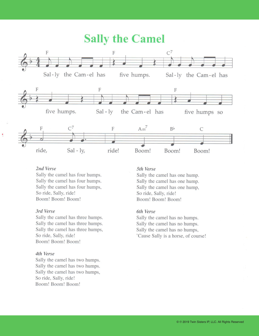 Sally the Camel Piano, Vocal scores gallery preview page 1