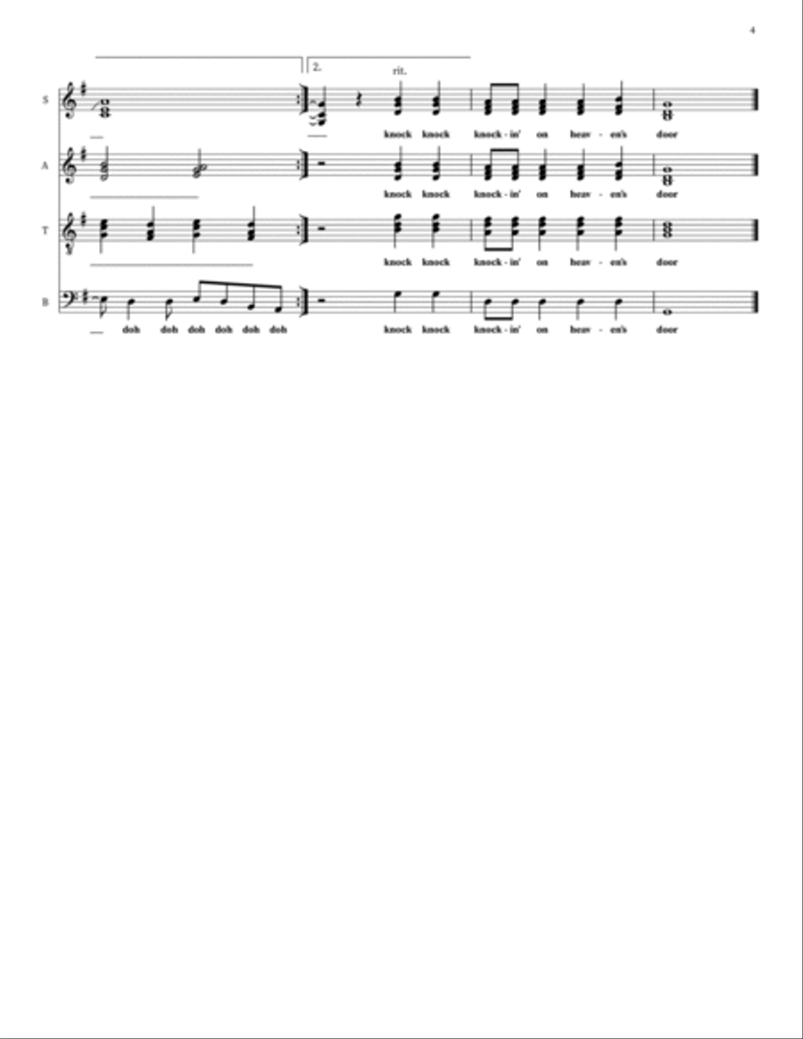 Knockin' On Heaven's Door Choir scores gallery preview page 4