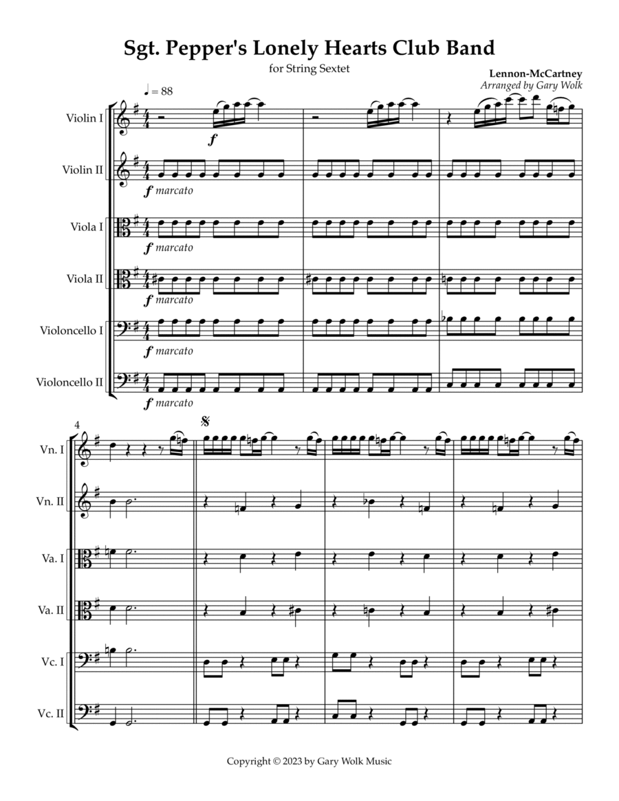 Sgt. Pepper's Lonely Hearts Club Band Cello scores gallery preview page 1