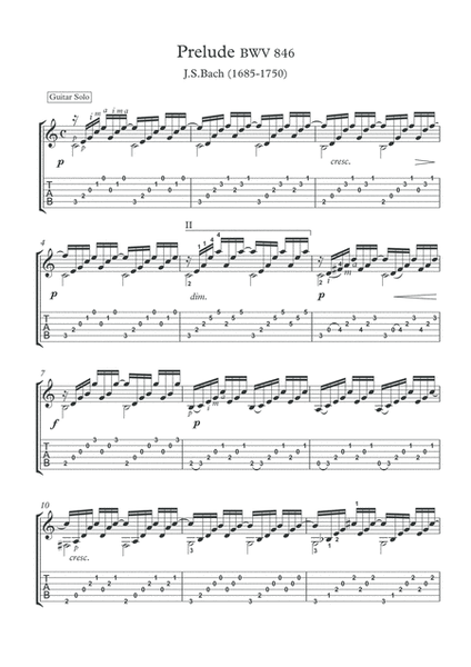Bach for guitar BWV 846 Prelude 1 image number null