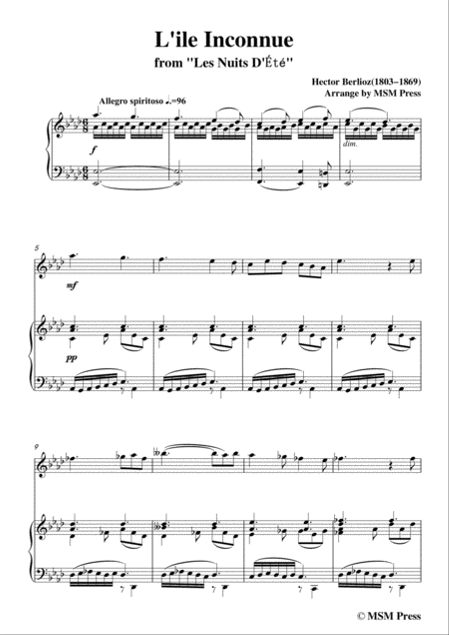Berlioz-L'ile Inconnue,for Flute and Piano Flute scores gallery preview page 3