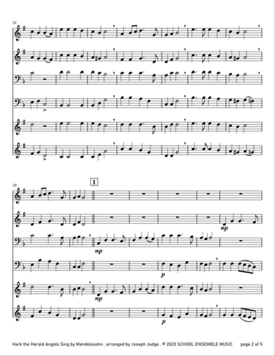 Hark The Herald Angels Sing for Brass Quartet in Schools Brass Quartet scores gallery preview page 2