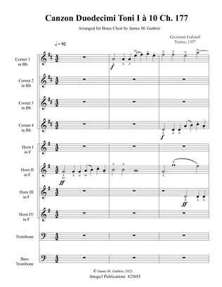 Gabrieli: Canzon per Sonar à 10 Ch. 177 for Brass Choir