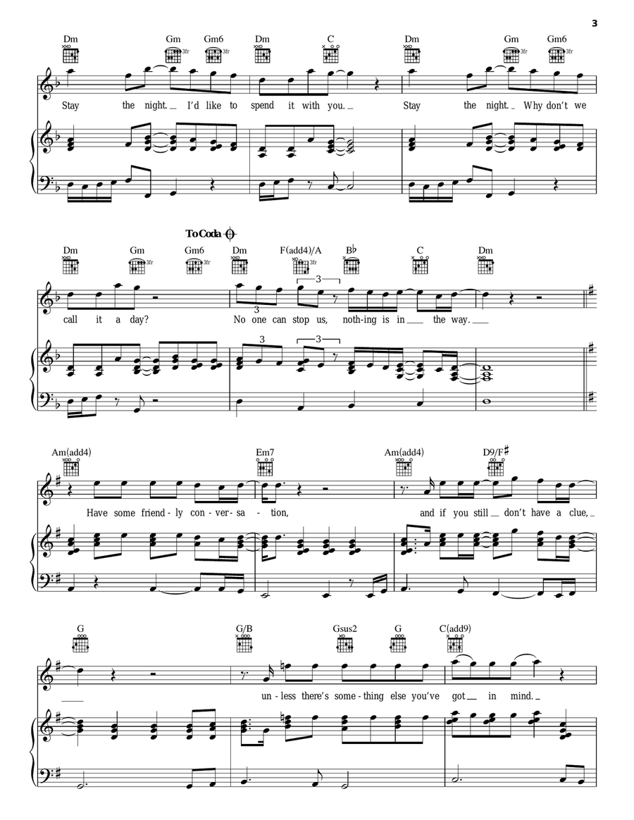 Stay The Night Piano, Vocal, Guitar scores gallery preview page 3