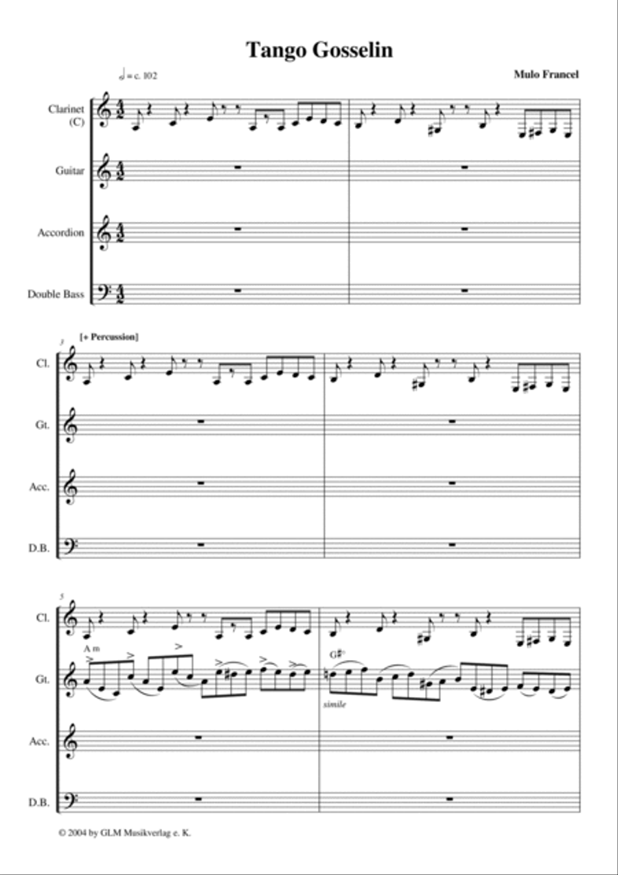 Tango Gosselin Clarinet scores gallery preview page 3