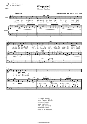 Book cover for Wiegenlied, Op. 98 No. 2 (D. 498) (Original key. A-flat Major)