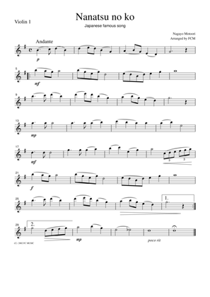 Japanese famous song Nanatsu no ko, for string quartet, JD011