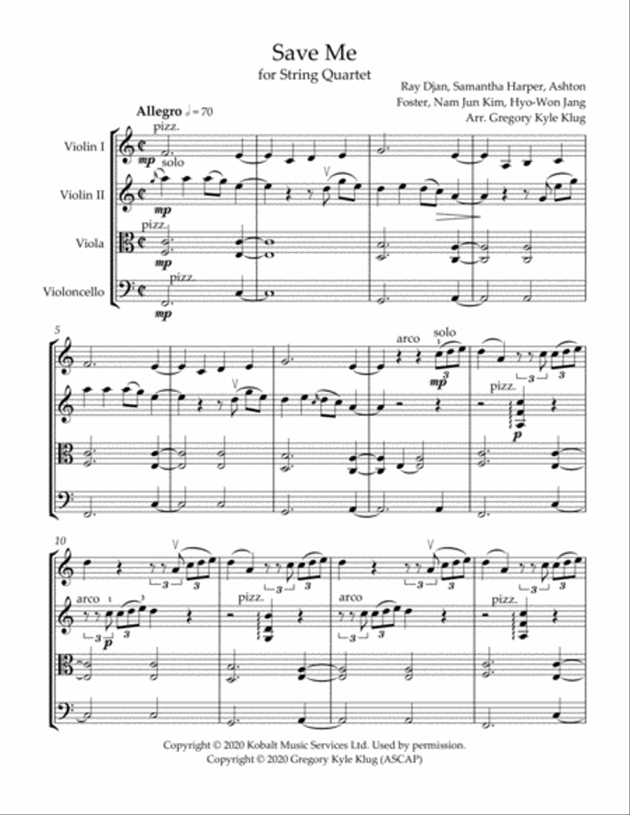 Save Me String Quartet scores gallery preview page 3