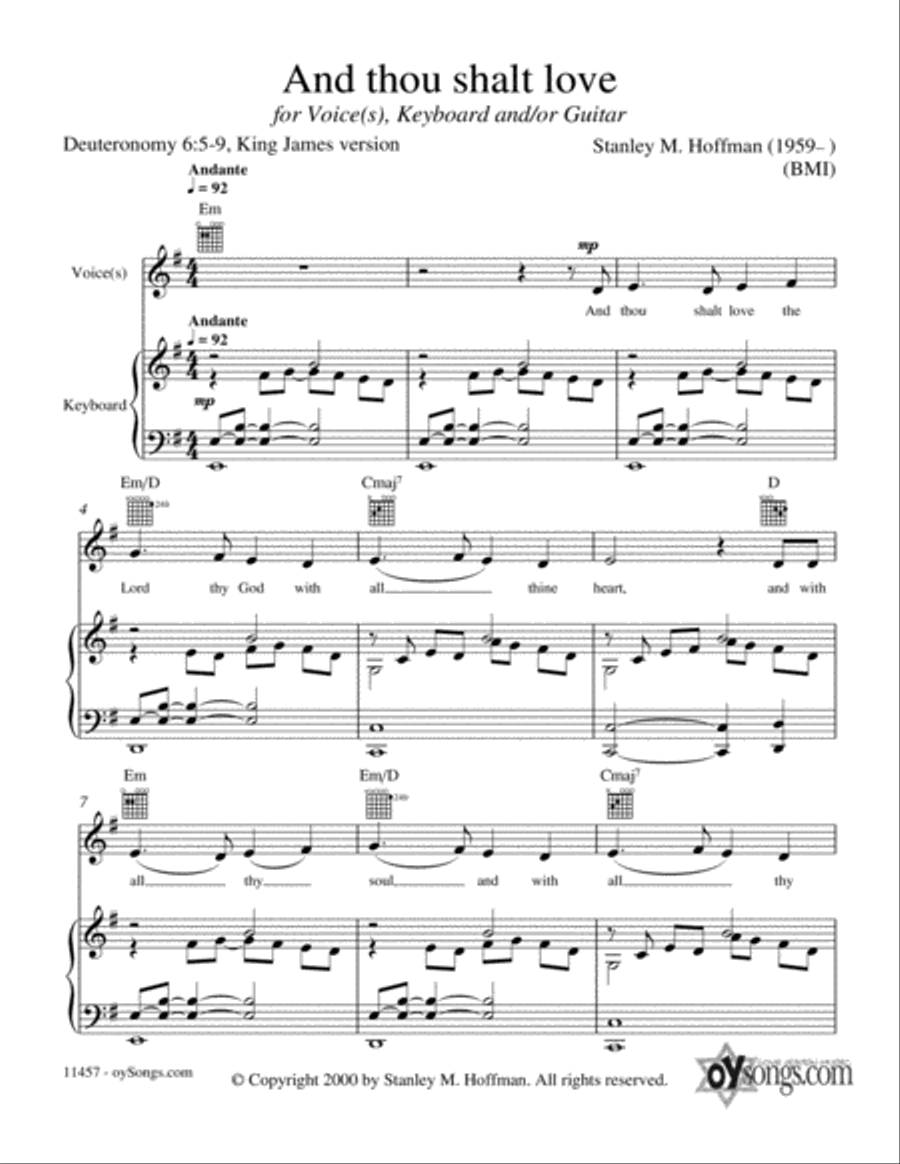 And Thou Shalt Love Piano, Vocal, Guitar scores gallery preview page 1