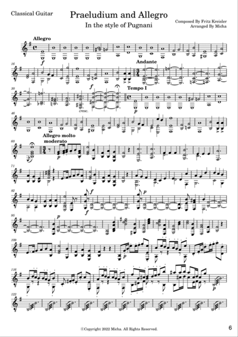 Praeludium and Allegro By Fritz Kreisler For The Flute Flute Solo scores gallery preview page 6