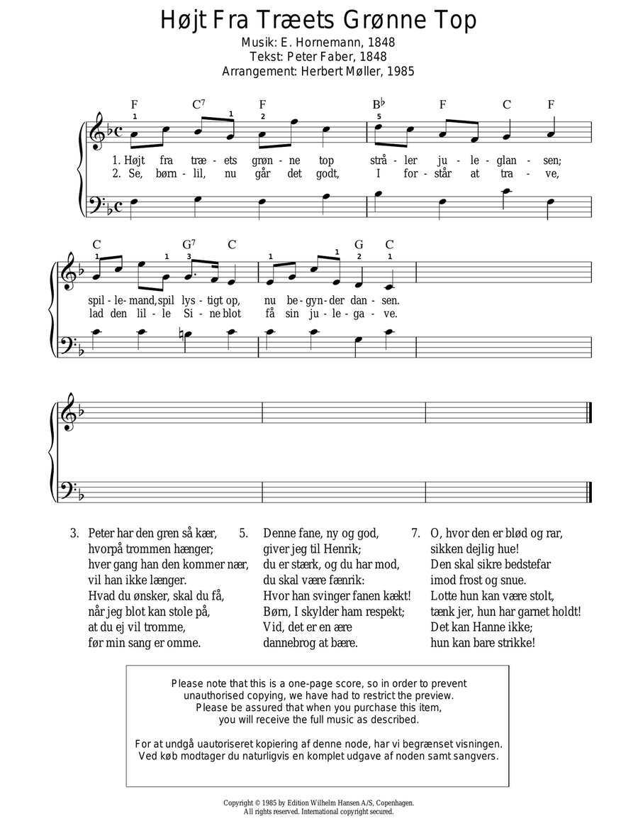 Hojt Fra Traeets Gronne Top Piano Solo scores gallery preview page 1
