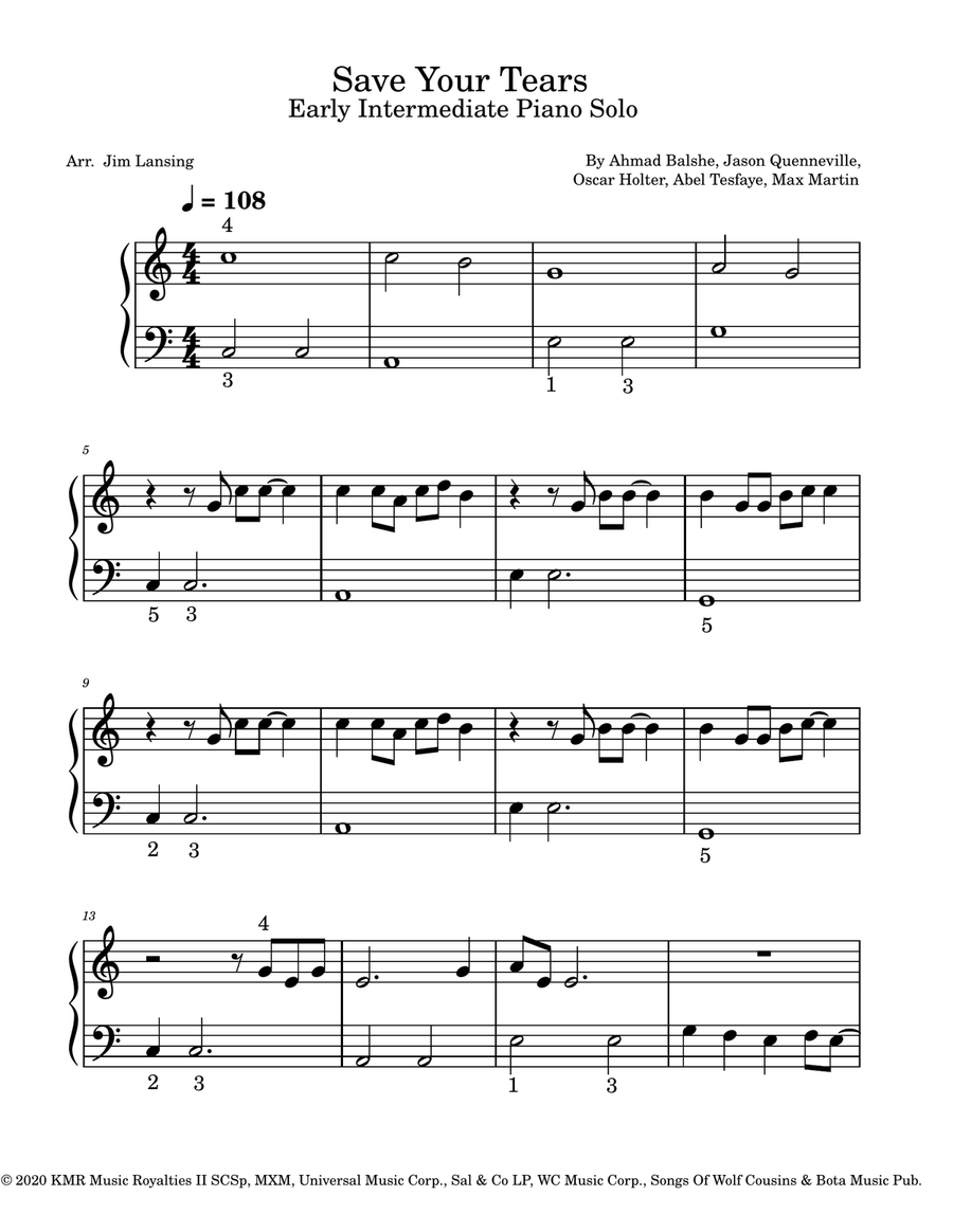 Save Your Tears Piano Method scores gallery preview page 2