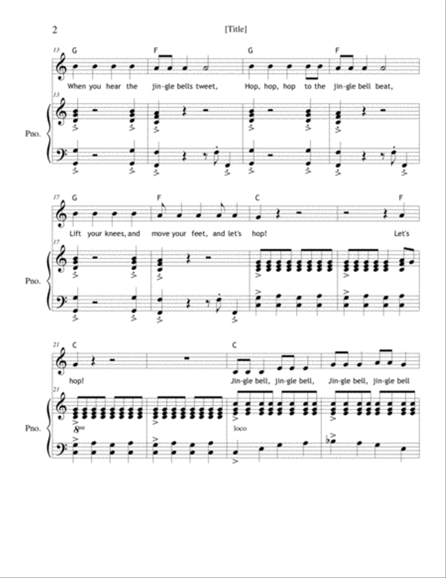 The Jingle Bell Hop Unison Choir scores gallery preview page 2