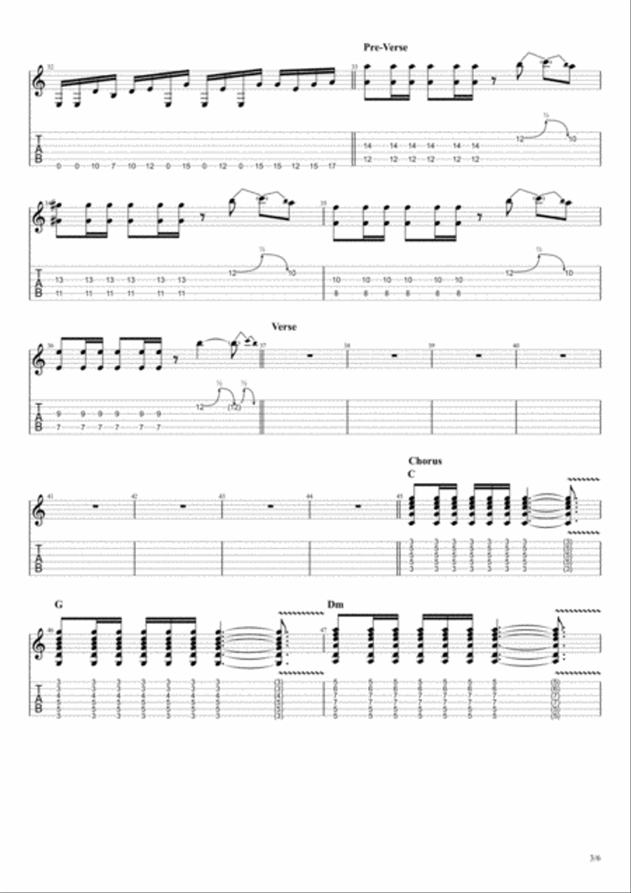 Hysteria Hysteria Guitar Tablature scores gallery preview page 3