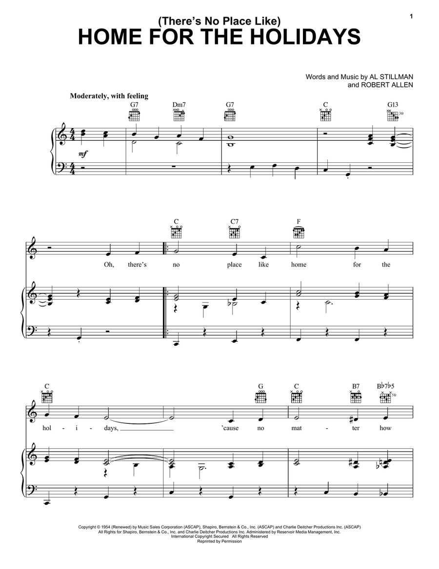 (There's No Place Like) Home For The Holidays Piano, Vocal, Guitar scores gallery preview page 1
