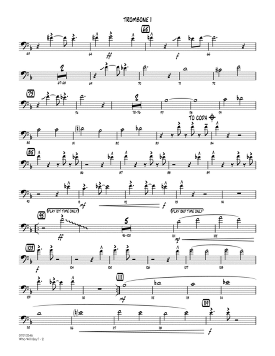 Who Will Buy? (from Oliver) (arr. Mark Taylor) - Trombone 1