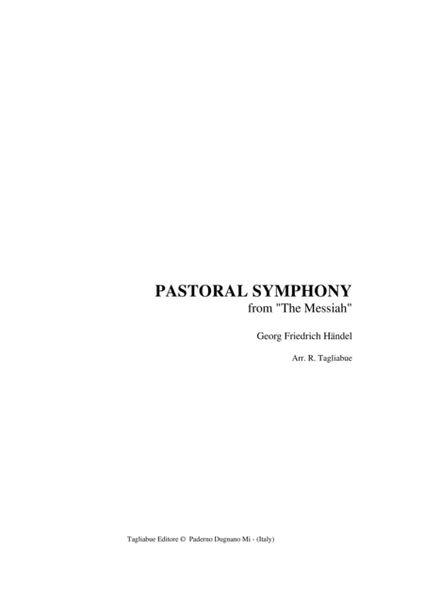 PASTORAL SYMPHONY - from The Messiah - Handel - Arr. for Piano/Organ image number null