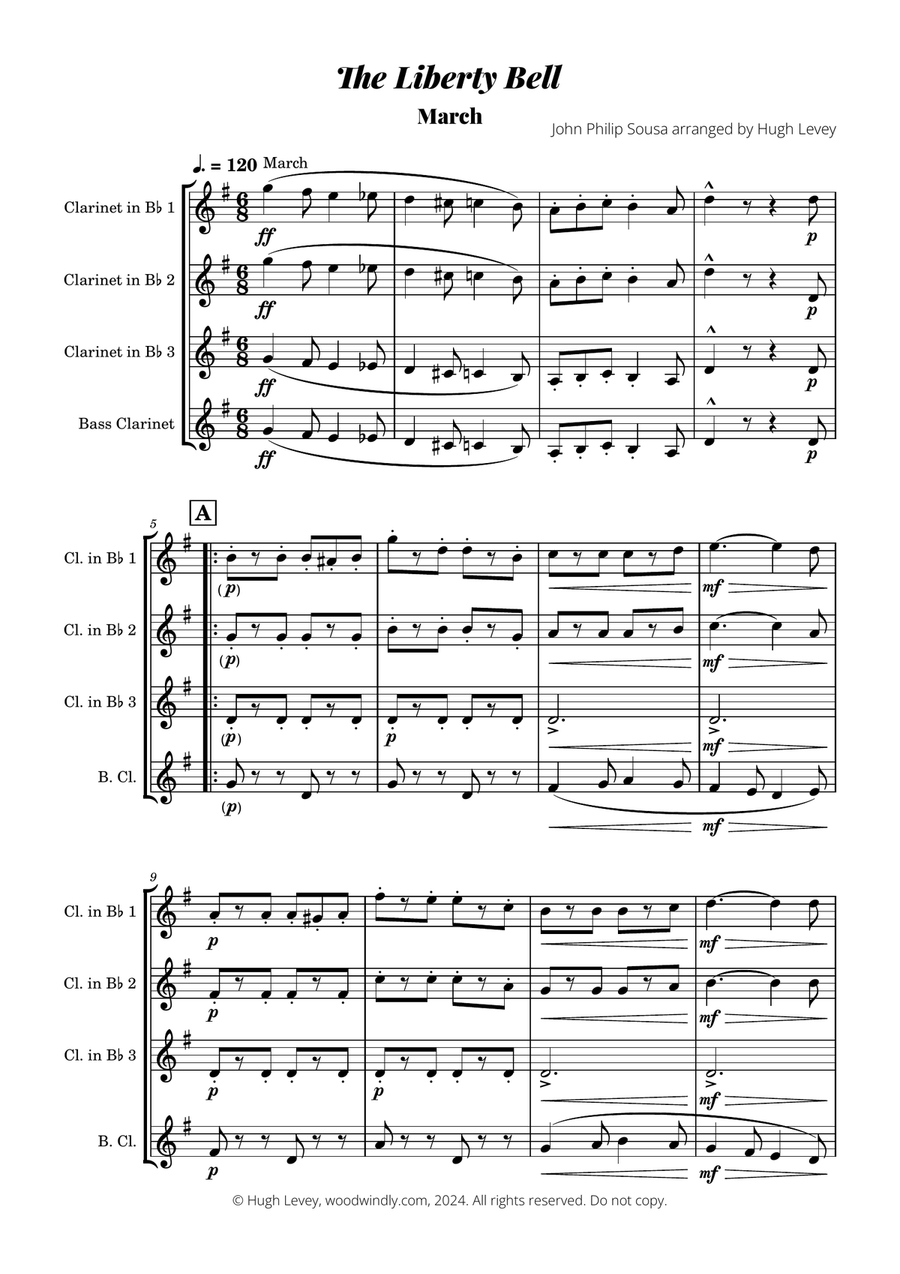 The Liberty Bell arranged for Clarinet Quartet Clarinet Quartet scores gallery preview page 3