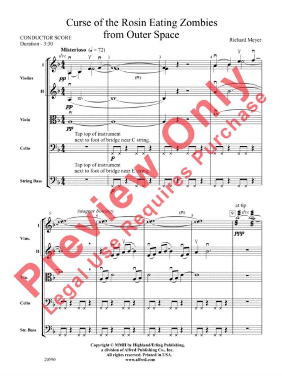 Curse of the Rosin Eating Zombies from Outer Space String Orchestra scores gallery preview page 3