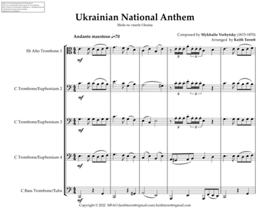 Ukrainian National Anthem for Low Brass Quintet MFAO World National Anthem Series image number null