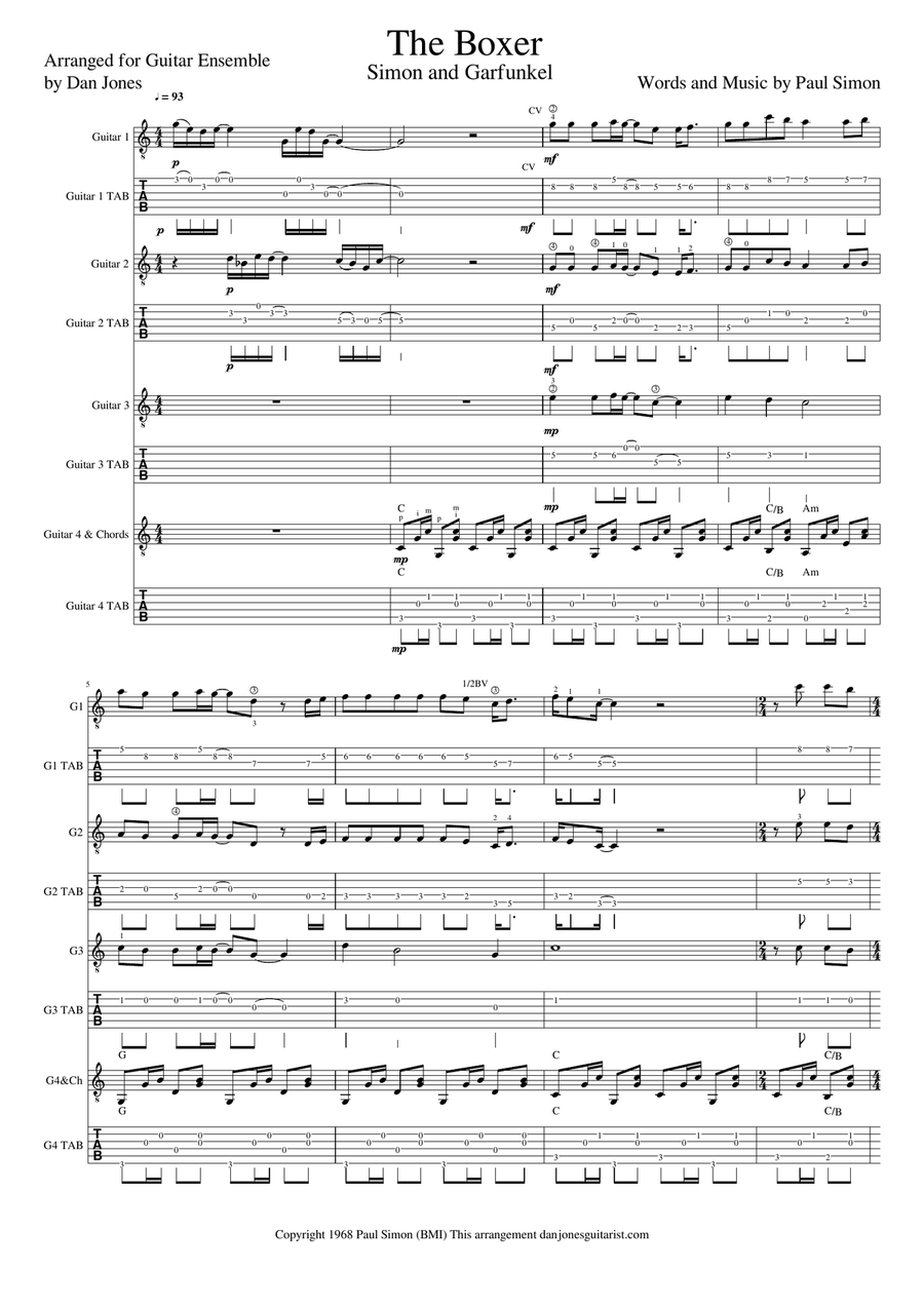 The Boxer Guitar Ensemble scores gallery preview page 1