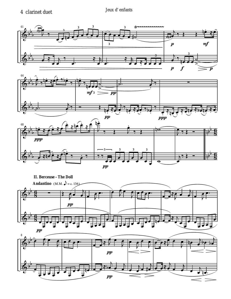 Bizet - Children's Games for Clarinet Duet Clarinet Duet scores gallery preview page 4
