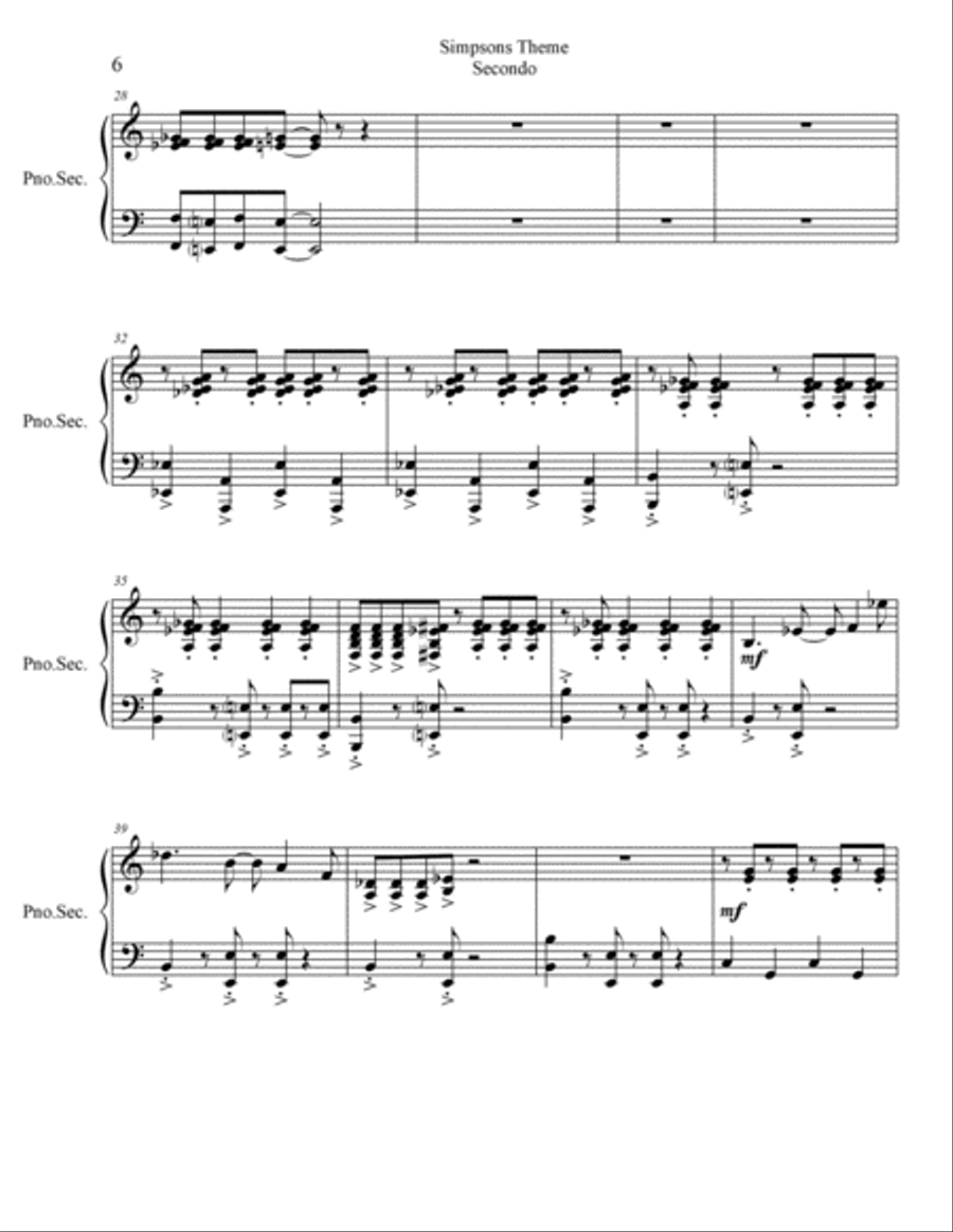 Theme From The Simpsons Piano scores gallery preview page 6