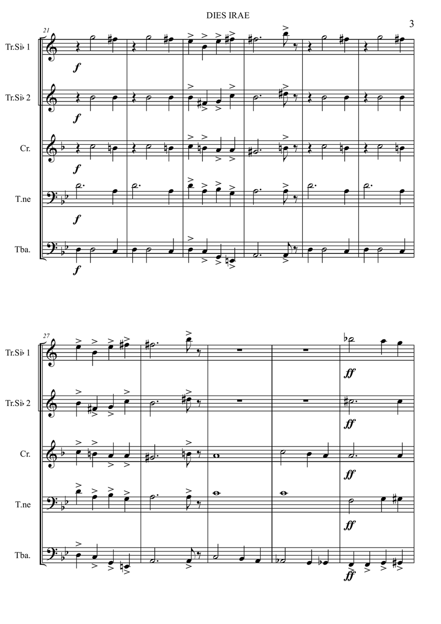 DIES IRAE from REQUIEM by G. Verdi Brass Ensemble scores gallery preview page 4