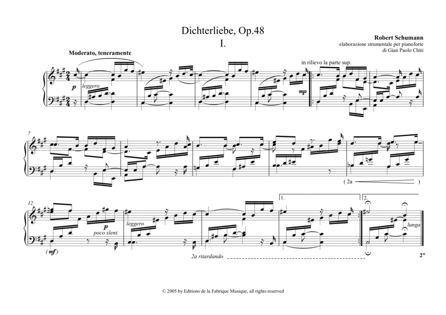 Dichterliebe, opus 48 arranged for solo piano Piano Solo scores gallery preview page 1