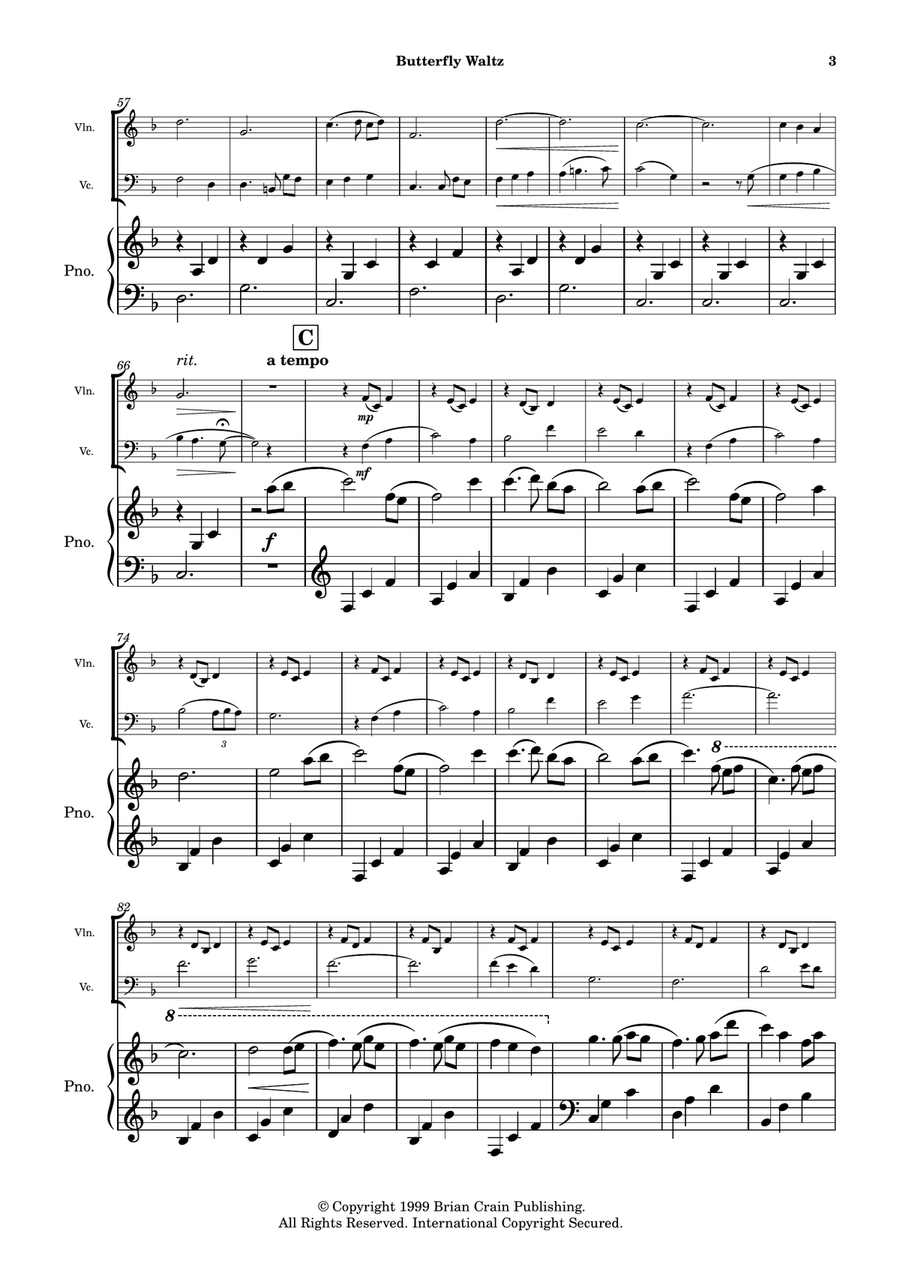 Butterfly Waltz Piano Trio scores gallery preview page 4