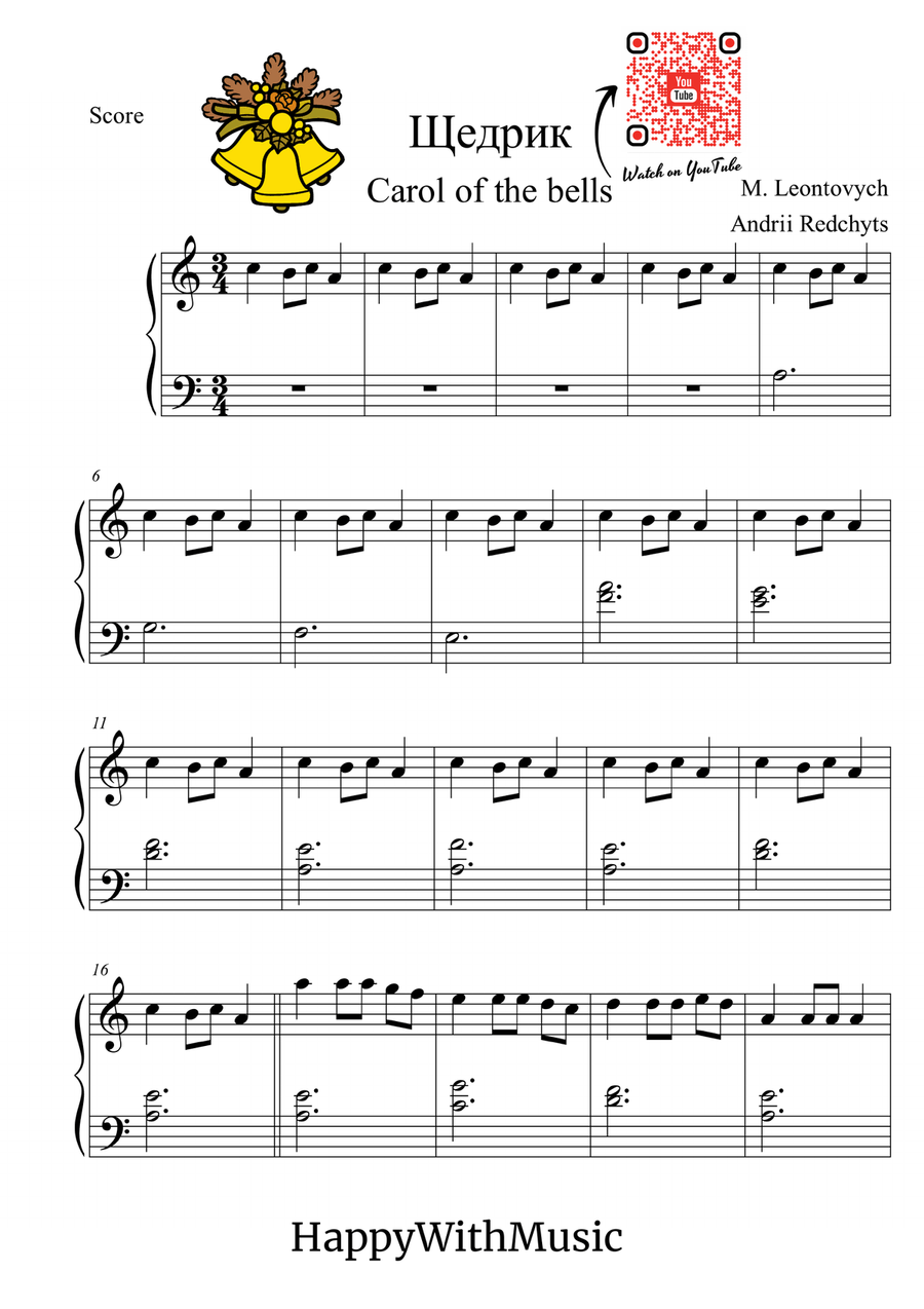 Shchedryk - Carol of the bells - EASY PIANO Easy Piano scores gallery preview page 2
