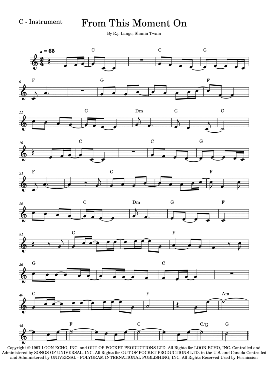 From This Moment On Violin Solo scores gallery preview page 1