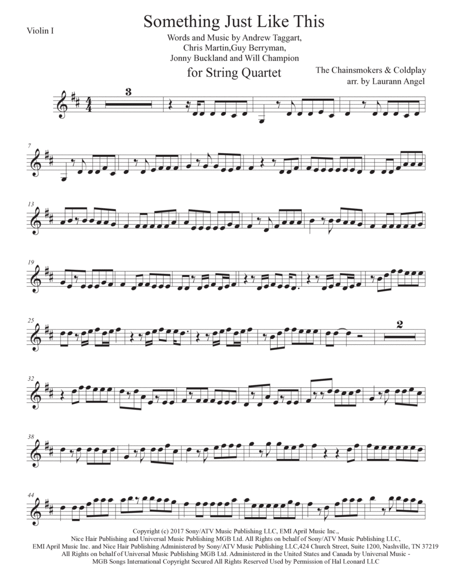 Something Just Like This String Quartet scores gallery preview page 1
