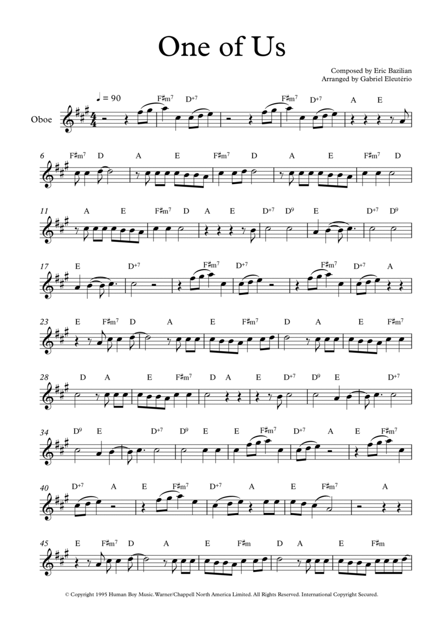 One Of Us Oboe Solo scores gallery preview page 1