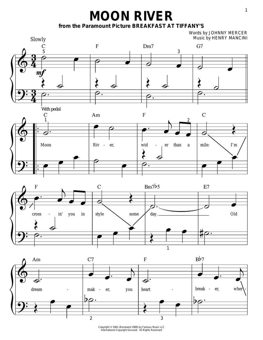 Moon River Moon River Easy Piano scores gallery preview page 1