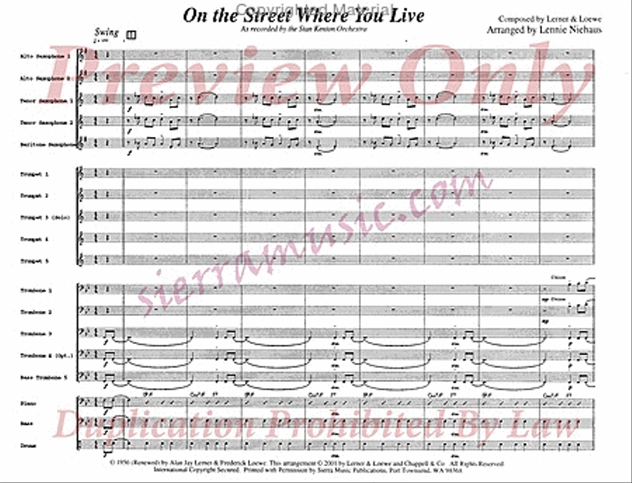 On The Street Where You Live Jazz Ensemble scores gallery preview page 2
