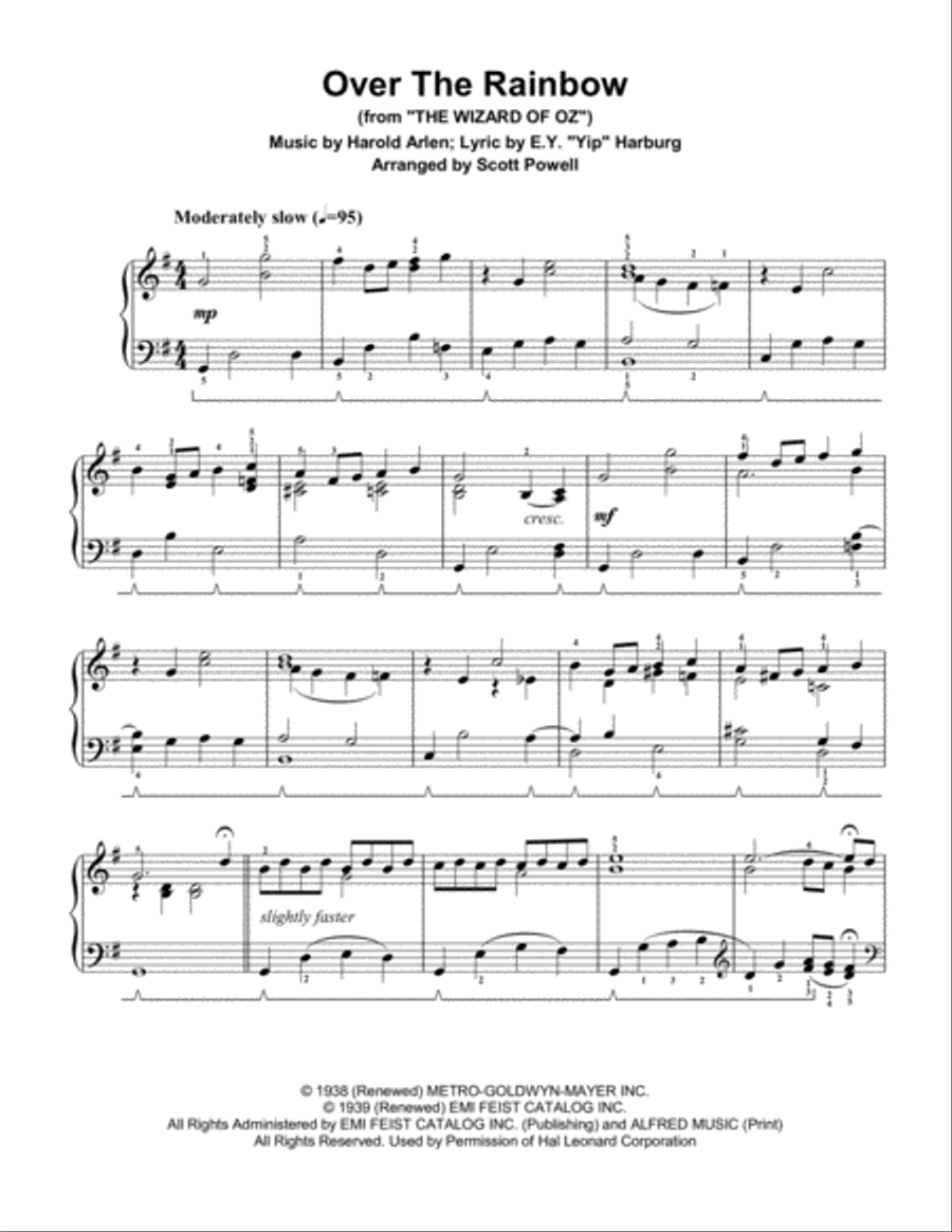 Over The Rainbow (from The Wizard Of Oz) Easy Piano scores gallery preview page 1