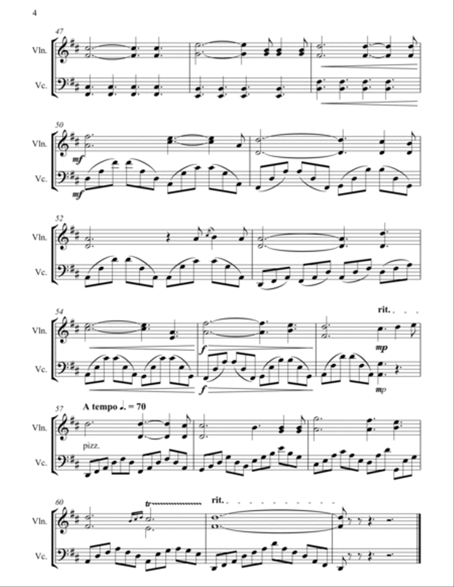 O Holy Night - Full Length Violin & Cello Arrangement by The Chapel Hill Duo String Duet scores gallery preview page 5