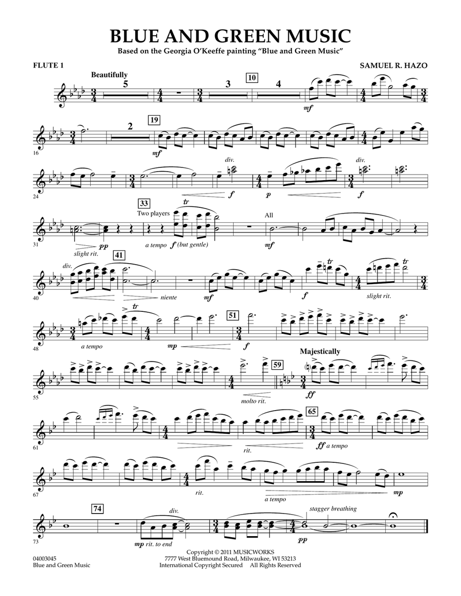 Blue And Green Music - Flute 1 Concert Band scores gallery preview page 1
